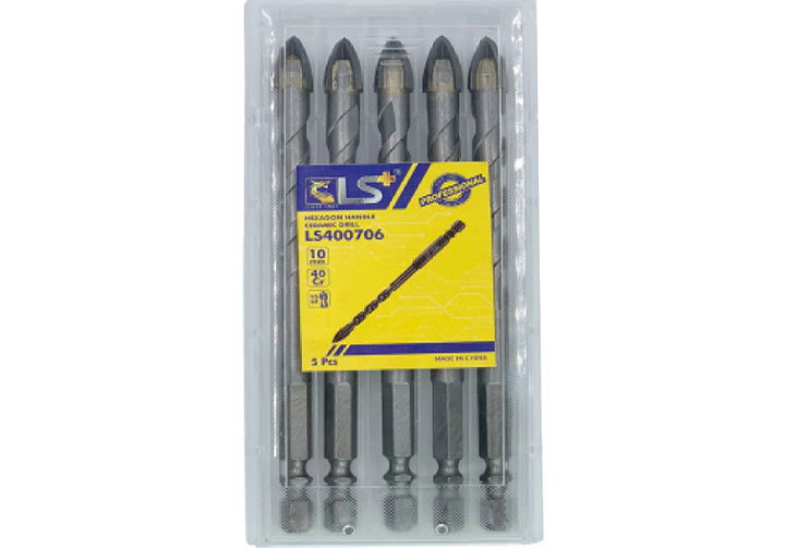 10mm Bộ mũi khoan đa năng chuôi lục giác 4 cạnh (5 mũi) LS