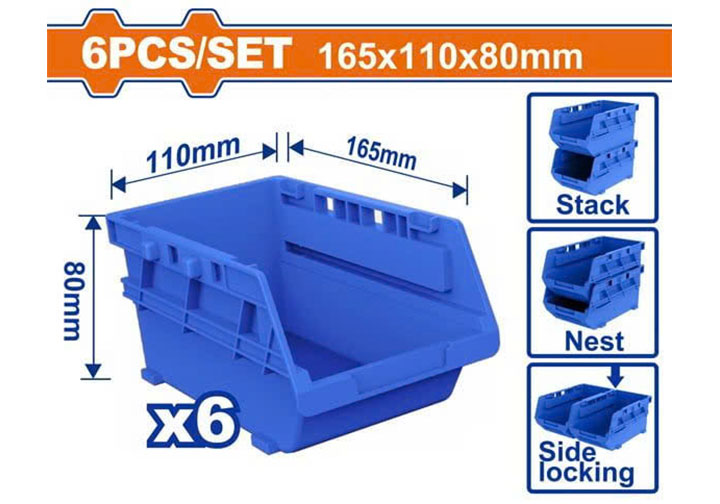 165x100x80mm Bộ 6 khay đựng linh kiện Wadfow WTB8336