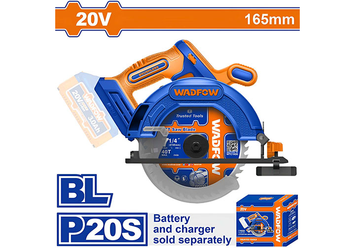 20V Máy cưa đĩa 165mm (chỉ thân máy) Wadfow WLWP5520