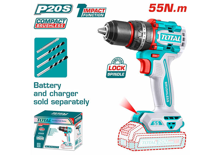 20V Máy khoan búa dùng pin 55Nm (chỉ thân máy) Total TIDLI205581