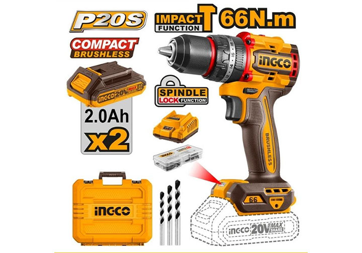 20V Máy khoan búa dùng pin Ingco CIDLI20668