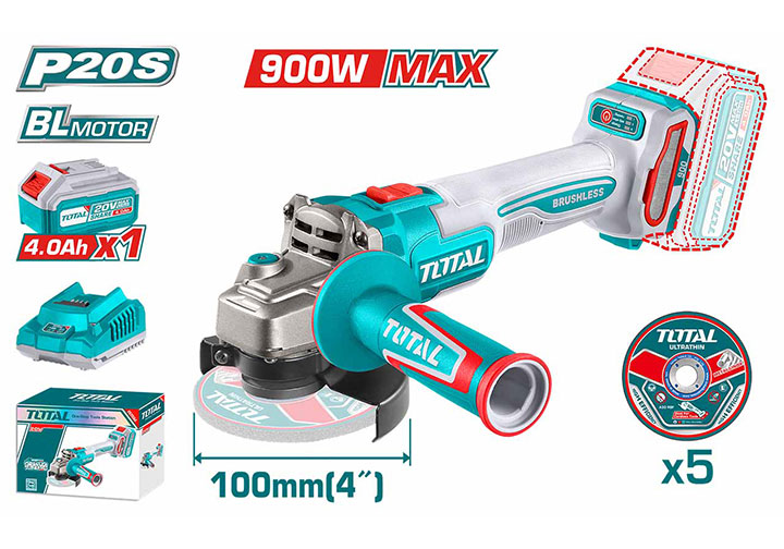 20V Máy mài góc dùng pin 100mm Total TAGLI261021