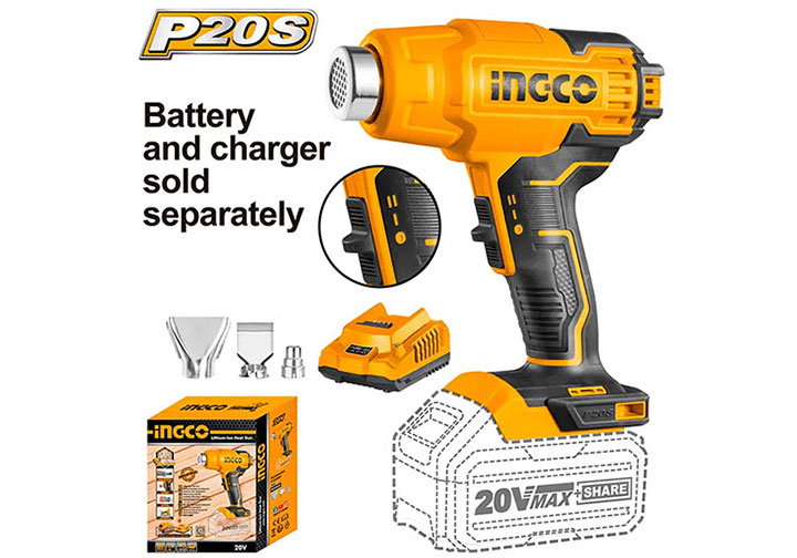 20V Máy thổi hơi nóng dùng pin (chỉ thân máy) Ingco HGLI2002