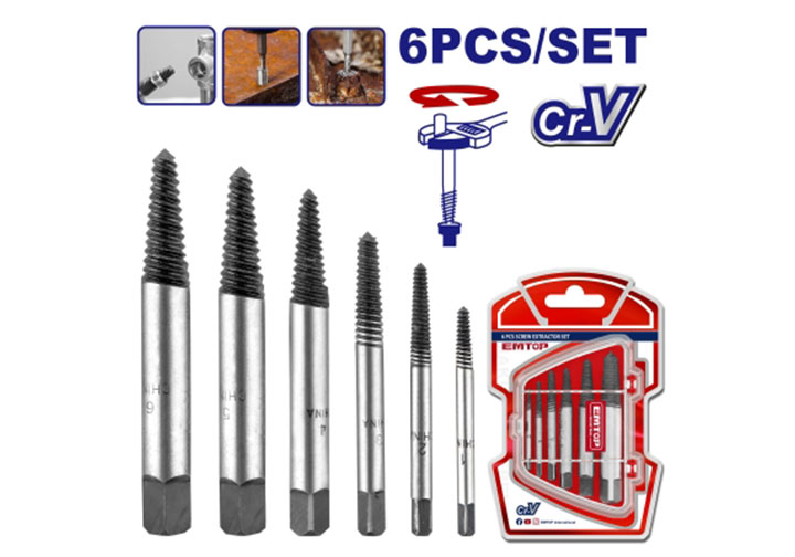 3-25mm Bộ taro mở ốc vít gãy 6 chi tiết Emtop ESES2006