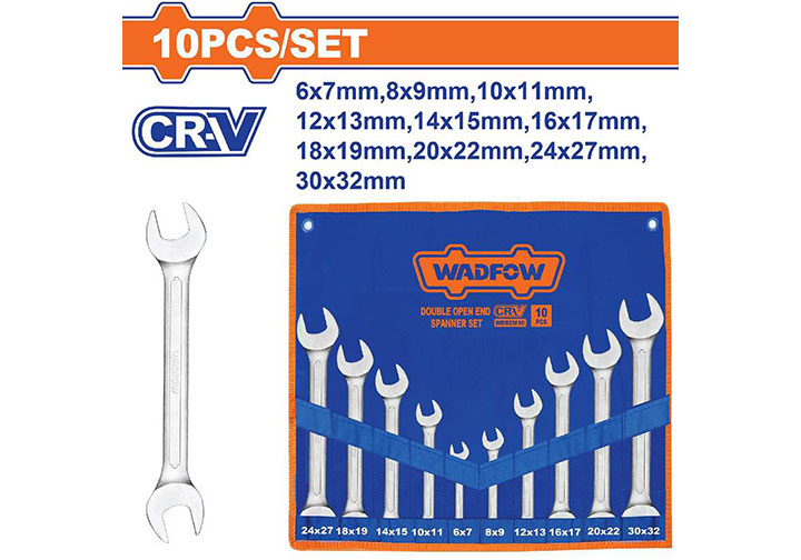 6-32mm Bộ cờ lê 2 đầu miệng 10 chi tiết Wadfow WDS2M10