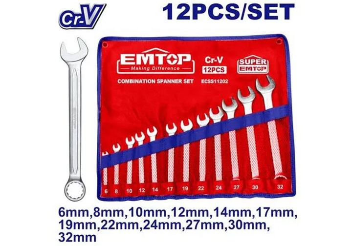 6-32mm Bộ cờ lê vòng miệng 12 chi tiết Emtop ECSS11202