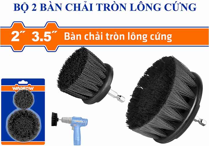 Bộ 2 bàn chải tròn lông cứng Wadfow WND3402