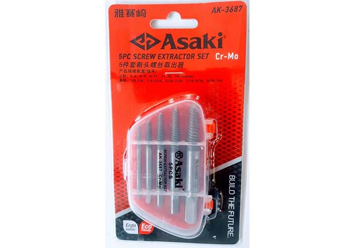 Bộ mũi ren lấy bu lông ốc vít gãy 5 chi tiết Asaki AK-3687