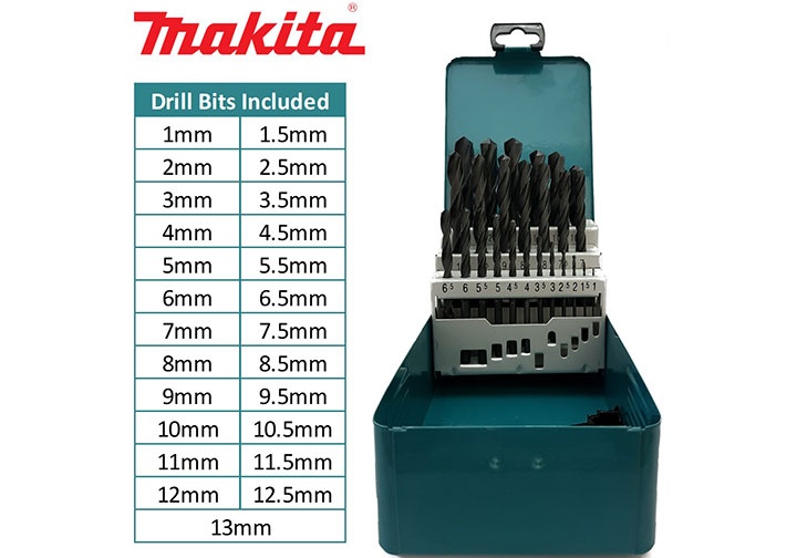 1-13mm Bộ mũi khoan kim loại HSS-R 25 chi tiết Makita D-54097