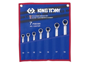 10-19mm bộ cờ lê vòng miệng 7 cái hệ mét Kingtony 12207MR