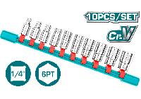 1/4" Bộ đầu tuýp 6 cạnh 10 chi tiết Total THT1411023