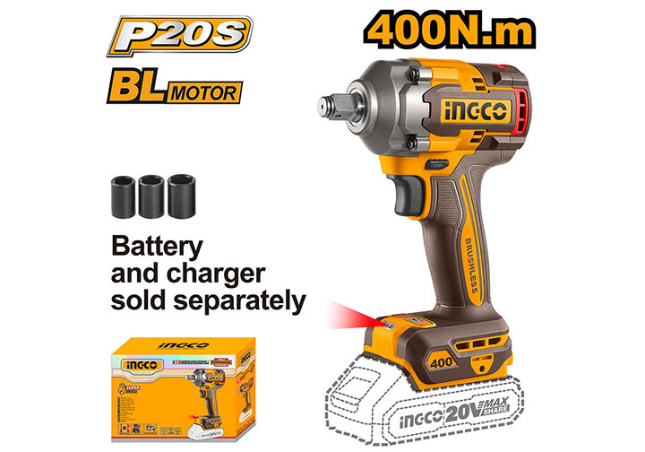 20V Máy vặn bu lông dùng pin 400N.m (chỉ thân máy) Ingco CIWLI20401