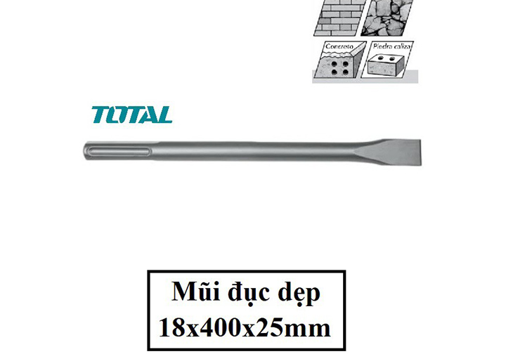 25x400mm Mũi đục dẹp đuôi gài SDS Total TAC15221821