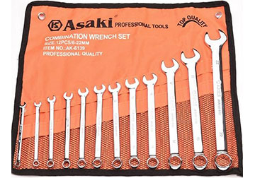 6-22mm Bộ cờ lê vòng miệng xi bóng Asaki AK-6139