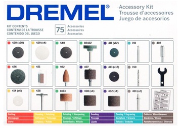 Bộ phụ kiện 75 chi tiết dùng cho máy Dremel 26150707AC